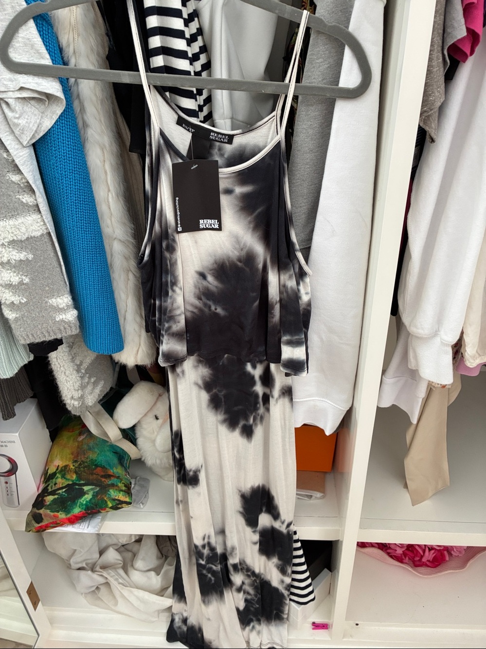 Rebel Sugar spaghetti strap tie-dye maxi dress XS NWT